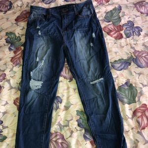 dark blue ripped jeans